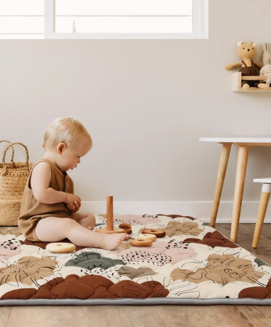 Customized Baby Play Mat 50" X Thick One-piece Crawling Floor Non-slip Cushioned Playmat for Infants