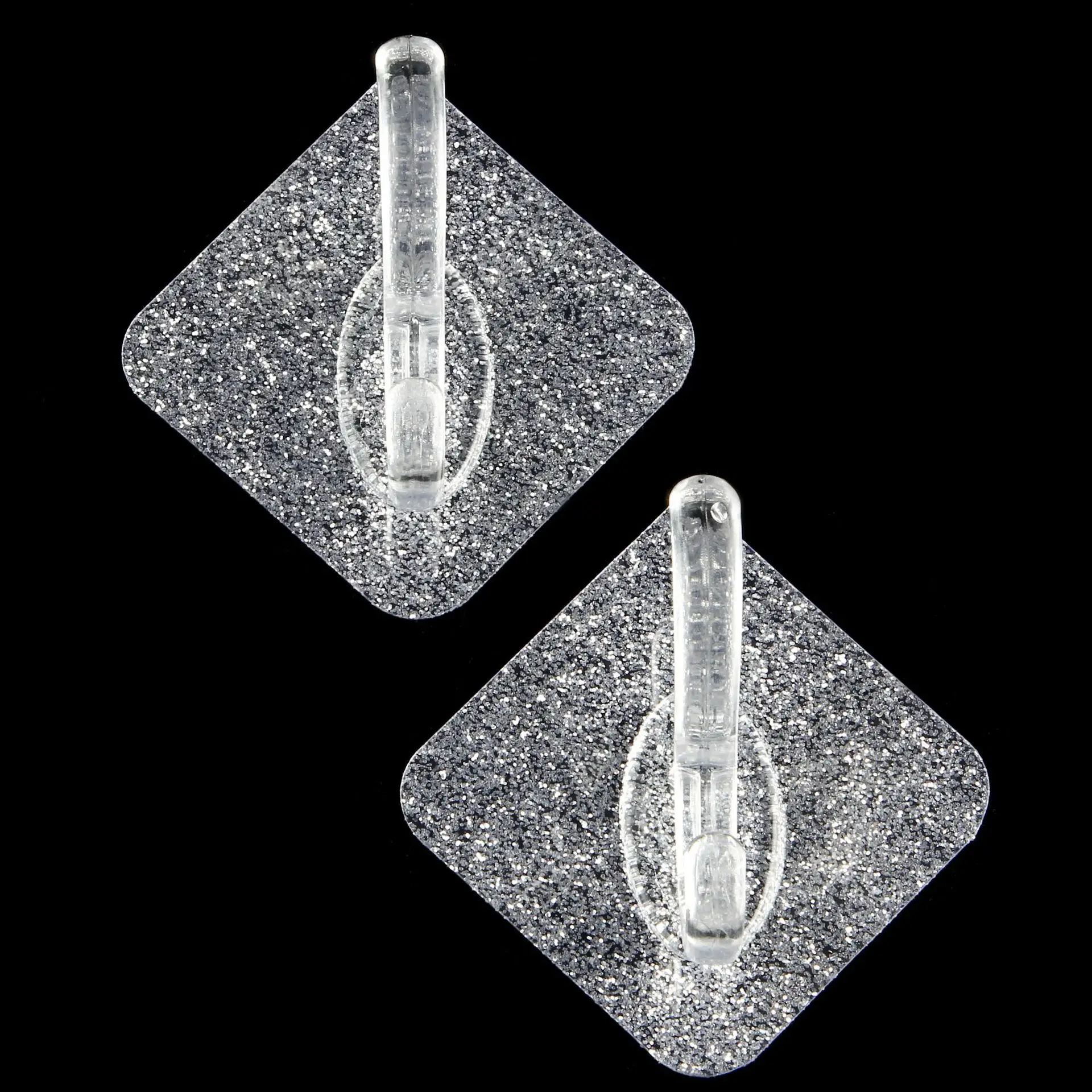 Silver Color Punch-Free Wall-Mounted Hooks Adhesive Row Transparent Wall