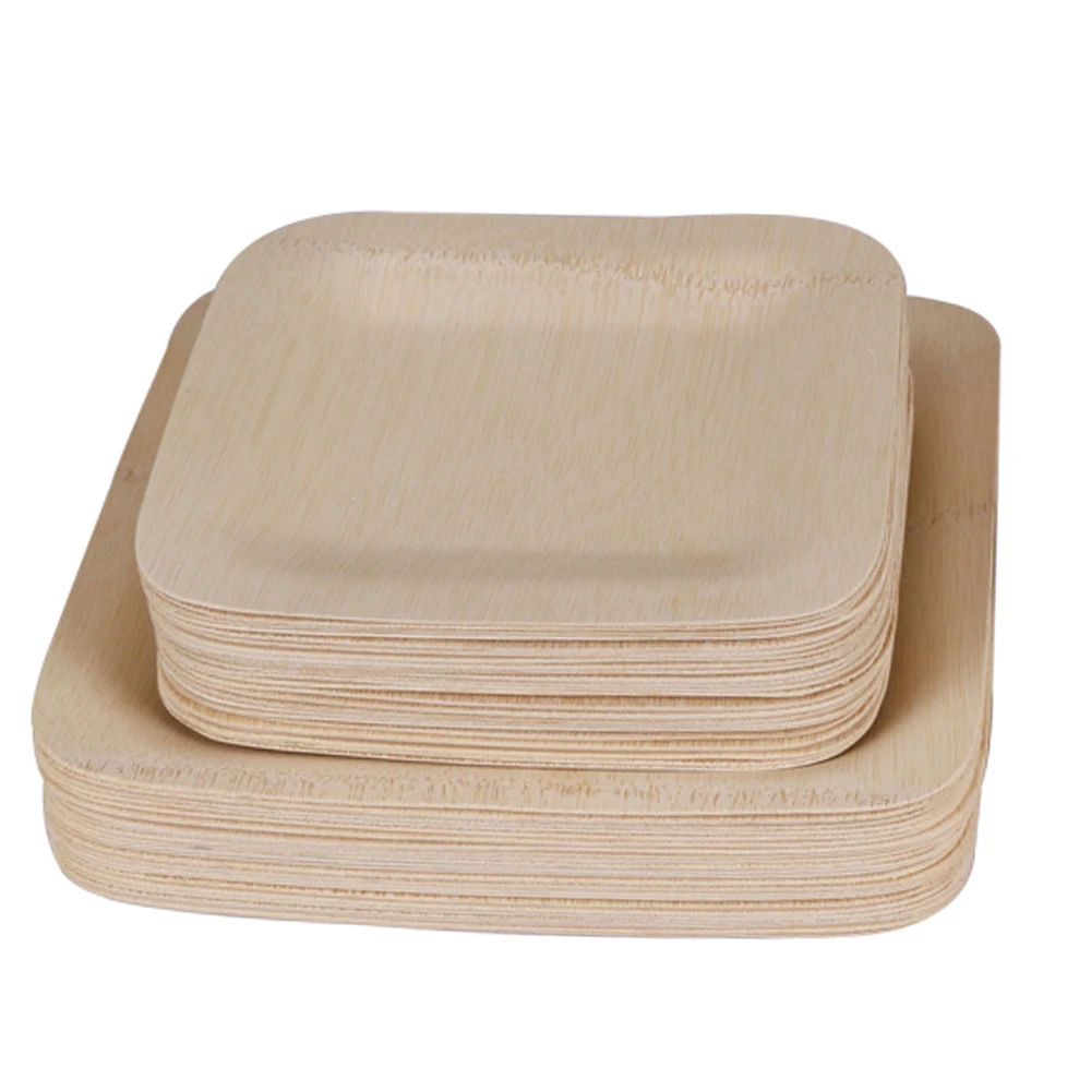 Bamboo plates Disposable bamboo plates degradable cake plates Western dishes outdoor picnic environmental tableware