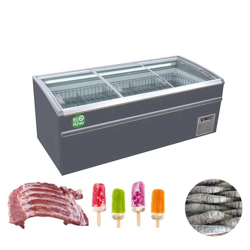 auto defrost supermarket freezer showcase fridge for frozen food island commercial display freezer