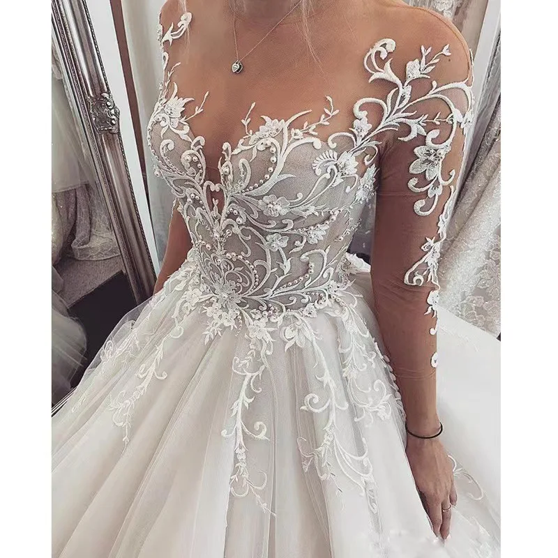 AL1807 2024 custom made evening dresses women lady elegant Party Sequin Bead V-Neck Luxury lace bridal Wedding gown for bride