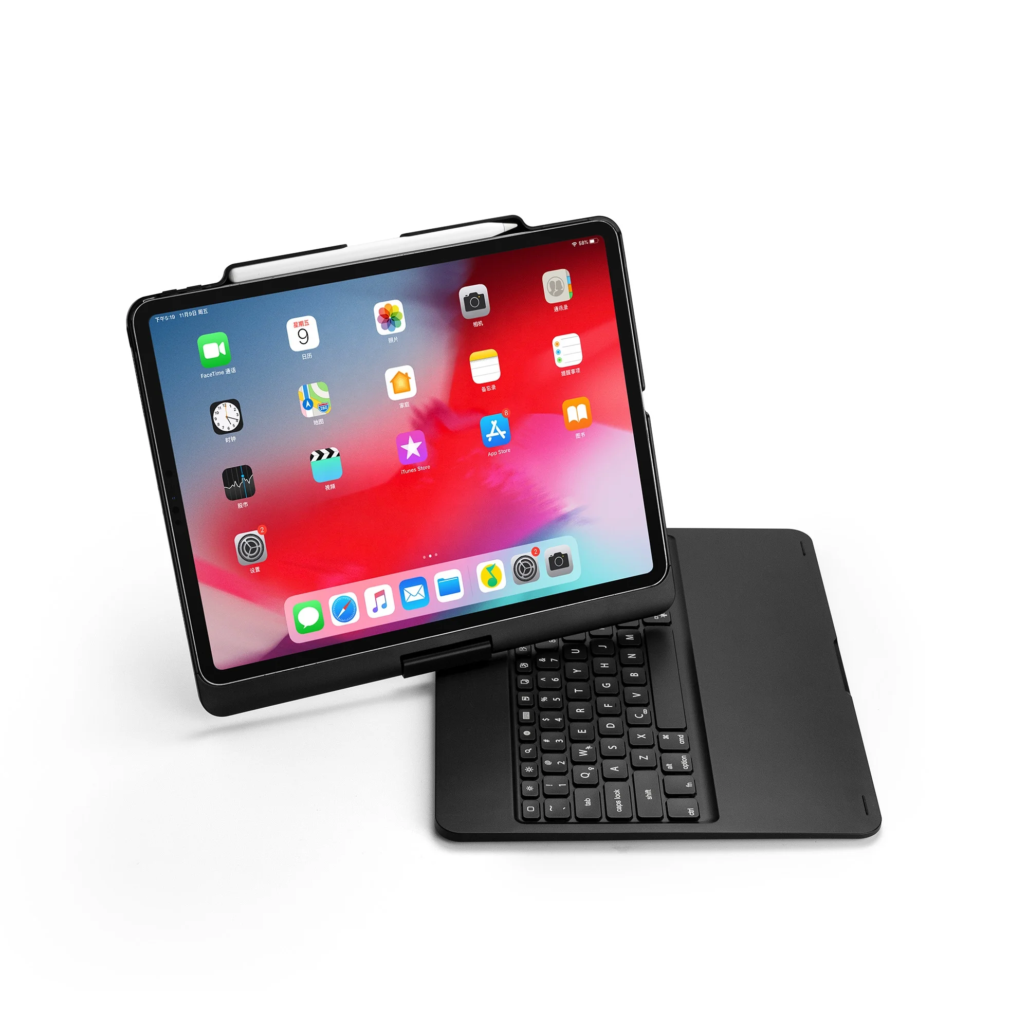 360 degree rotation 2019 new cover bluetooth wireless keyboard case for ipad pro 12.9 inch
