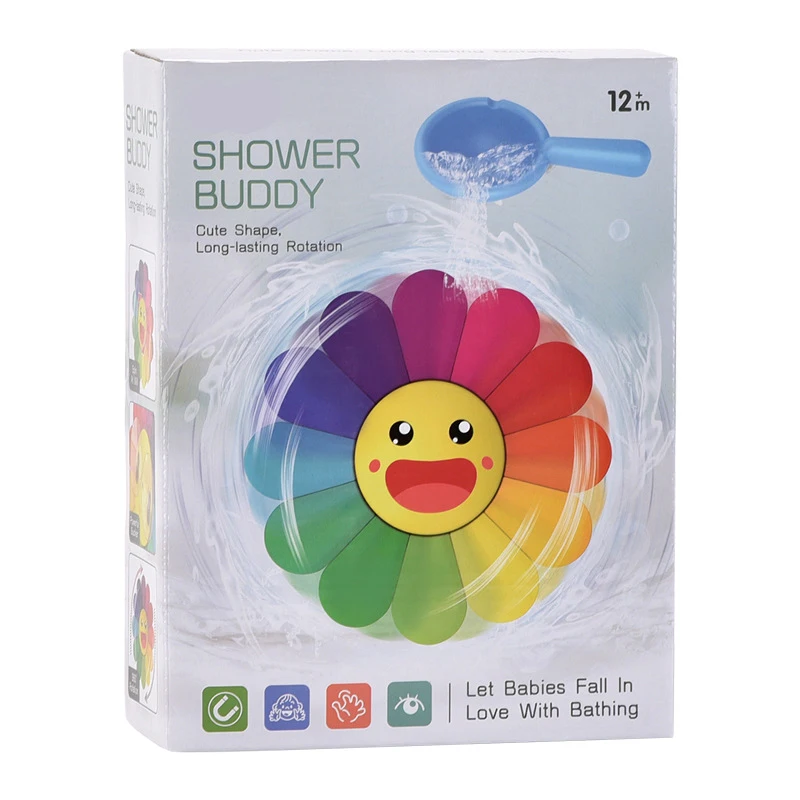 Creative new kids play water sunflower shower toy baby cute colorful windmill 360 degree rotating water wheel bath bathroom toys