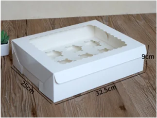 Cupcake Boxes with PVC Window Bakery Packaging Cupcake Carrier for Dessert Box 6/12 Holes White Paper Food Cake Box Customized