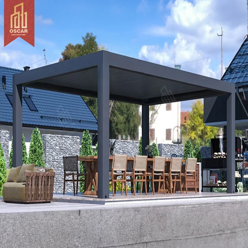 Waterproof Sunroom Pergola Easily Assembled Aluminium Opening Patio Motorized Louver Roof Pergola Pavilion