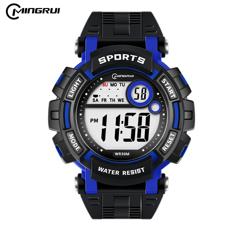 Mingrui 2023 New Mens Multi-Function 30 Meters Water Resistant Watches Waterproof Sports Wrist Electronic Watch