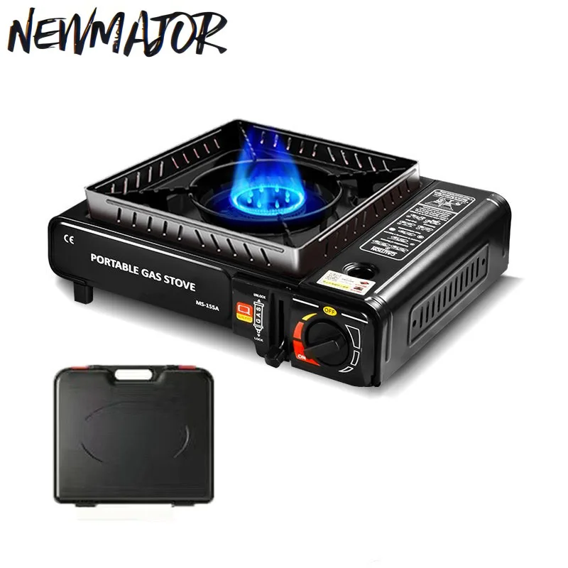 NEWMAJOR Outdoor Stainless Steel Gas Tank Stove Portable Burner BBQ Cooking Windproof  Gas Stove With Carry Case Picnic Tools