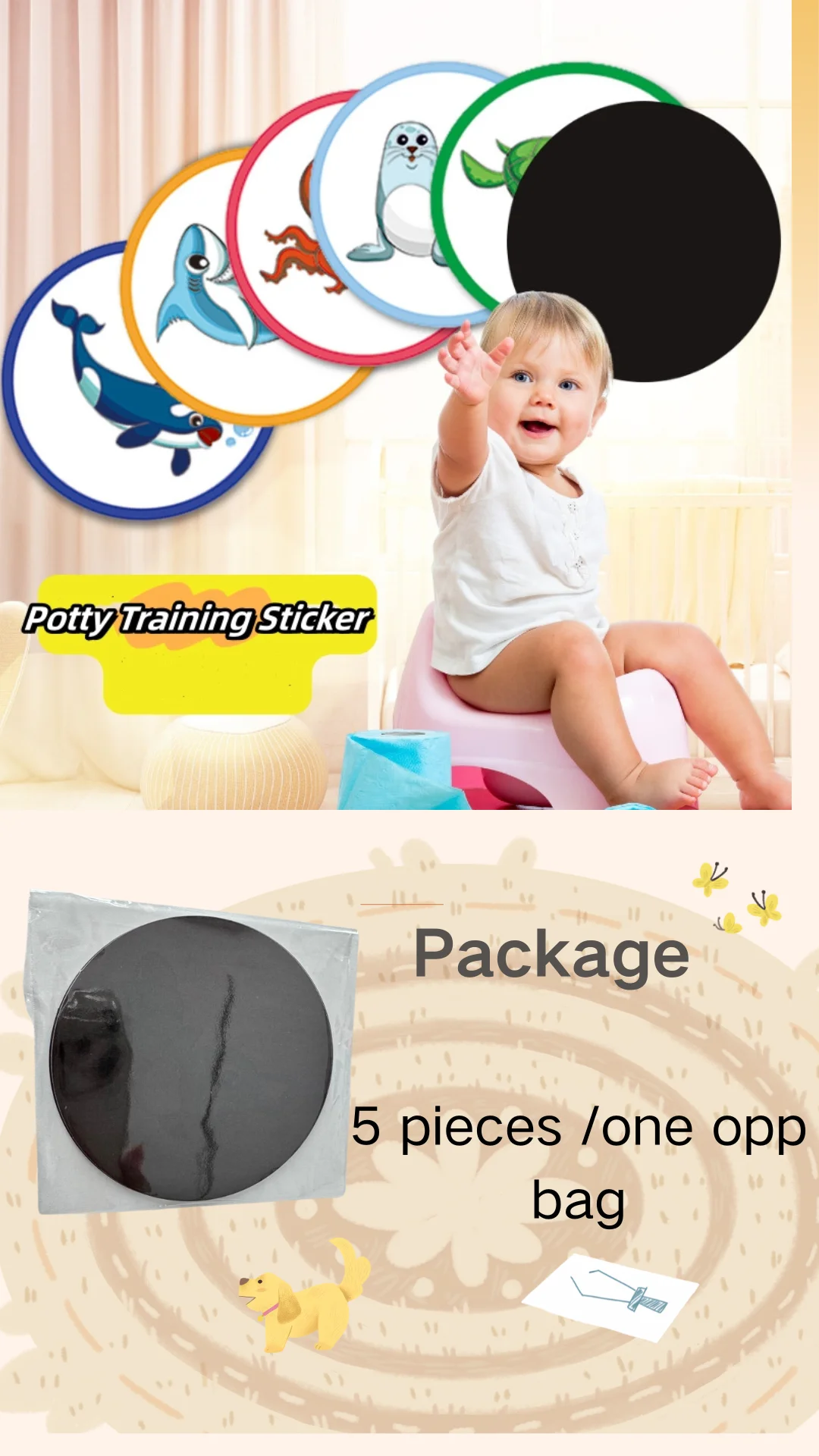 Toilet Color Changing Stickers Animals Potty Training Stickers