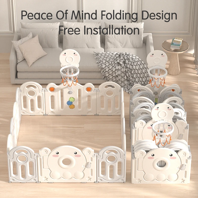 Customizable Amazon Hot Sale Free Samples Children Folding Play Yard Large Latest Plastic Safety Fence Kids Playpens With Gate