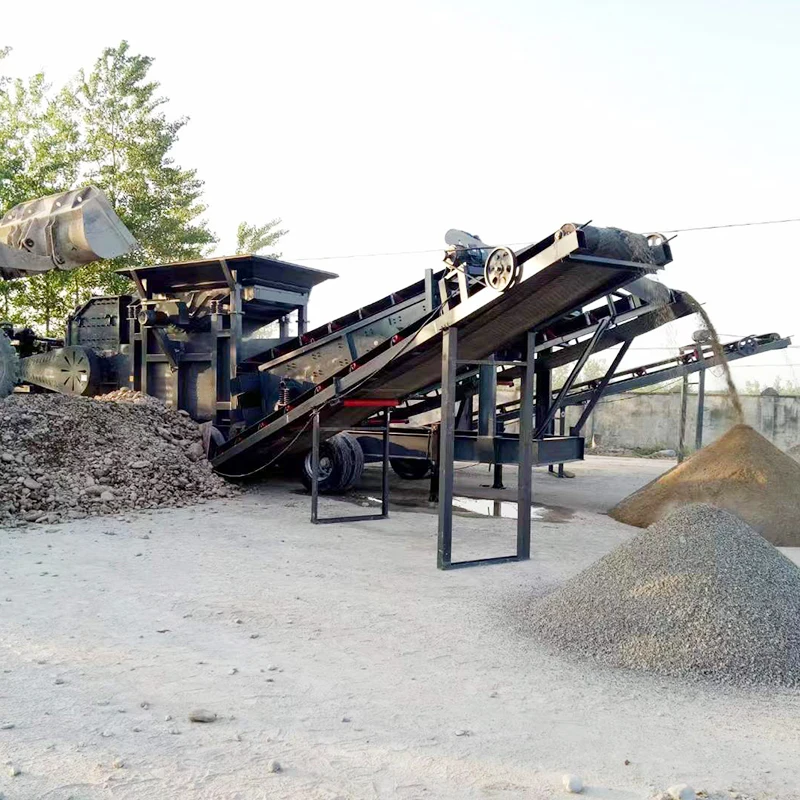 Good price portable Stone crushing plant tyre shredder scrap tire recycling equipment