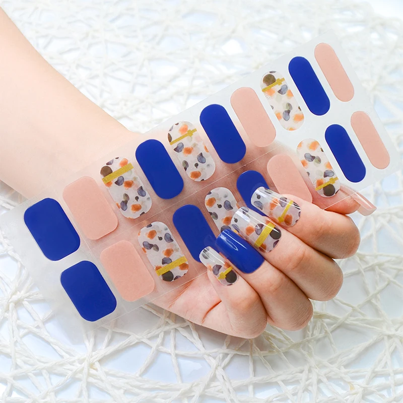 Hot selling good quality 11 size colorful nails art stickers disposable healthy gel nail stickers
