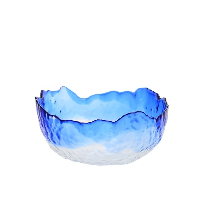 coloured creative salad glass bowl decorative glass fruit bowl for home kitchen 1380ml