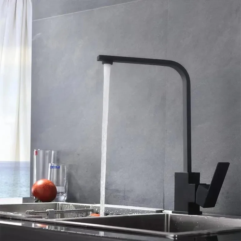 304 stainless steel square black kitchen sink faucet