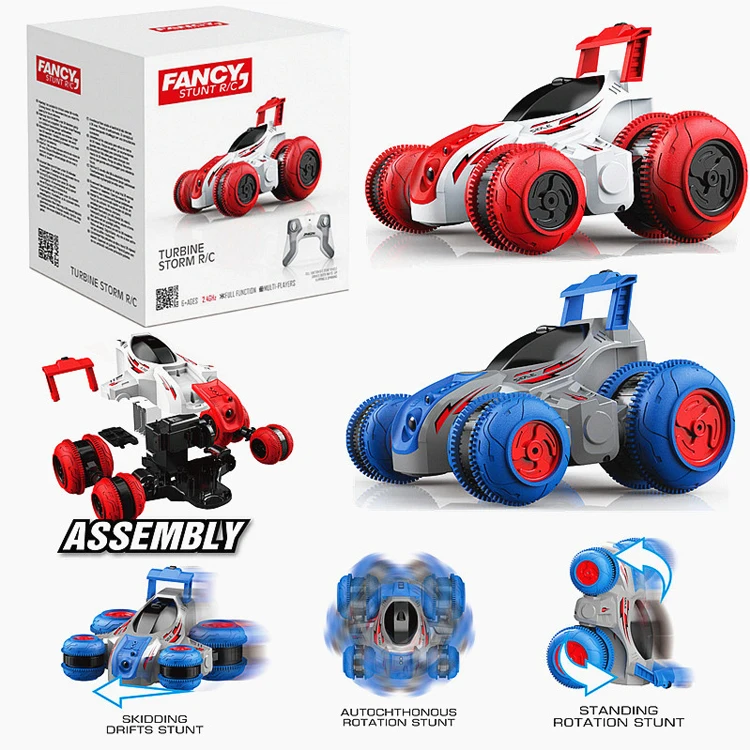 2.4G 1:24 RC Rechargeable 4wd High Speed Stunt Car Remote Control Stunt Rotation Stunt Car For Kids
