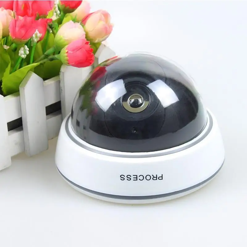 Dummy Dome Camera with Warning Flashing Red LED Light Outdoor Waterproof Security Dummy Camera
