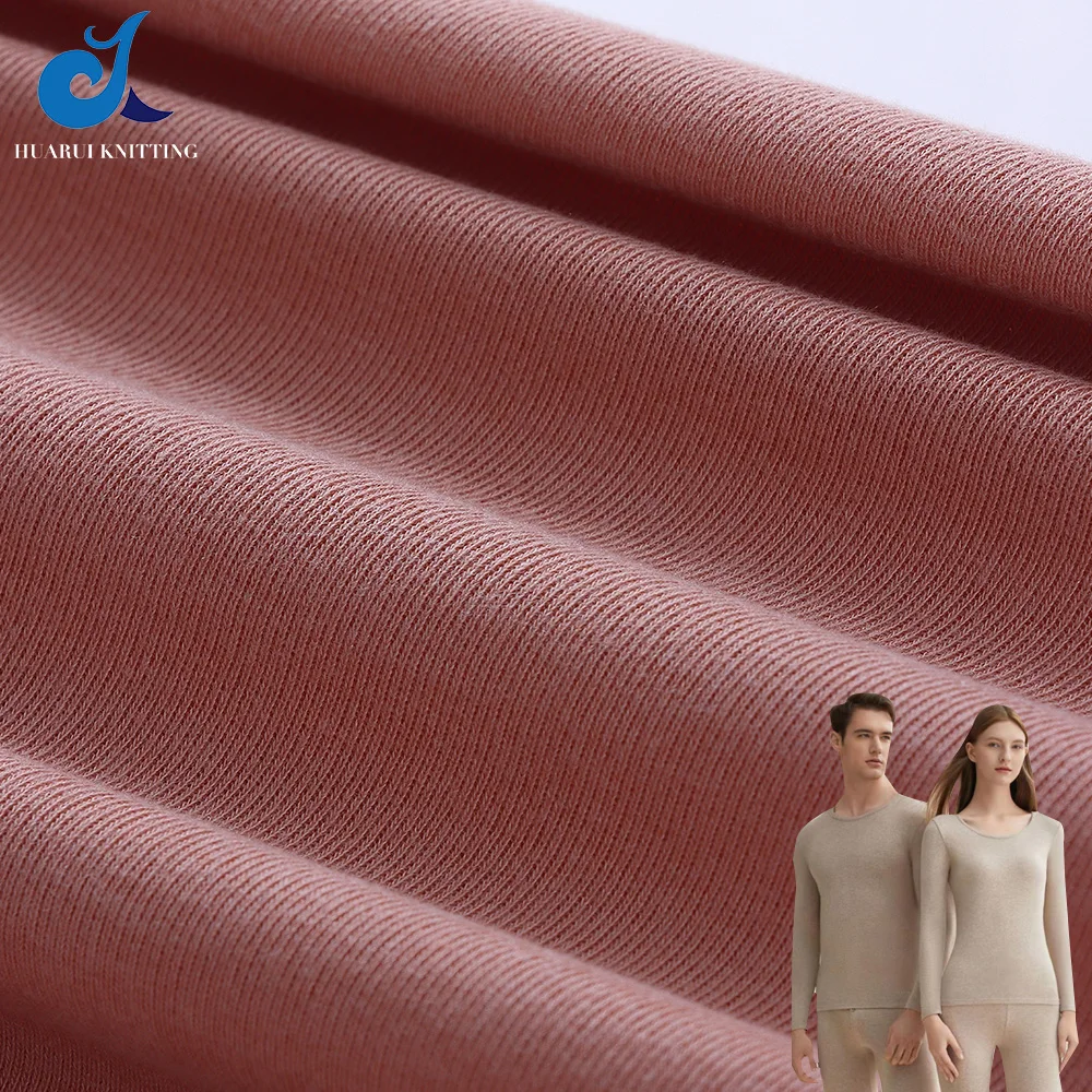 Hot sale customized knitting fabric acrylic modal spandex rib Fabric with Single Side Brushed Thermal Wear fabric