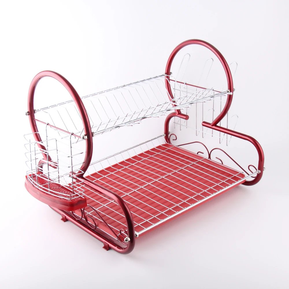 Kitchen Steel Dish Rack 2 Tier Metal Dish Drying Rack