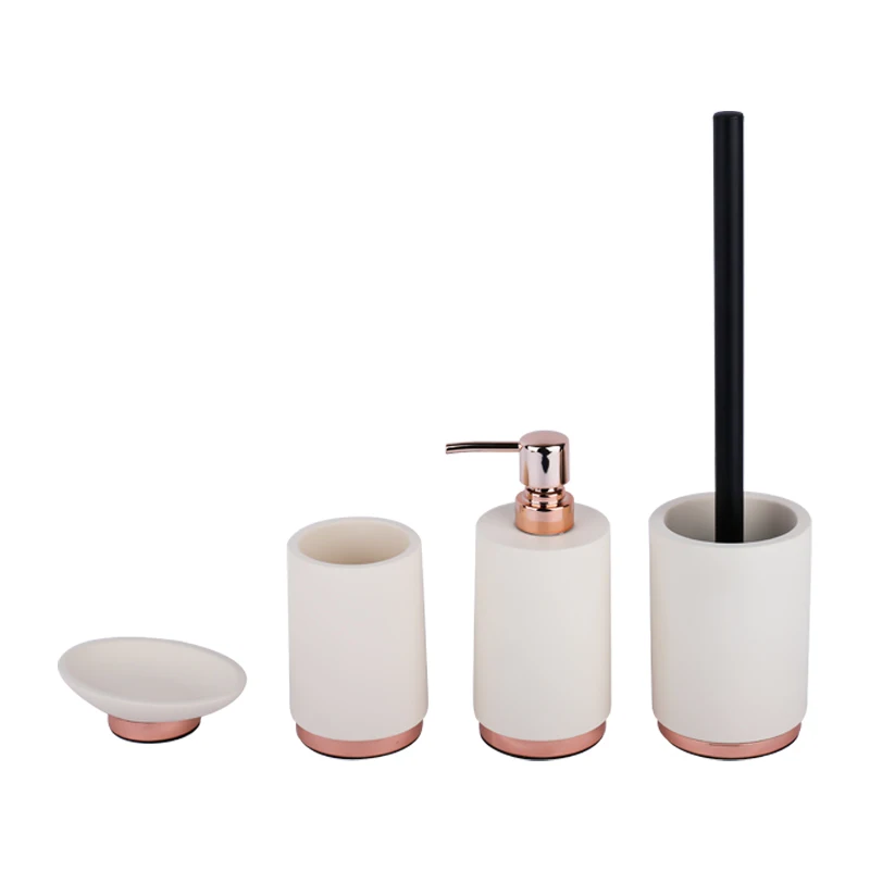 factory OEM resin Metal brushed concrete white ceramic bathroom accessories