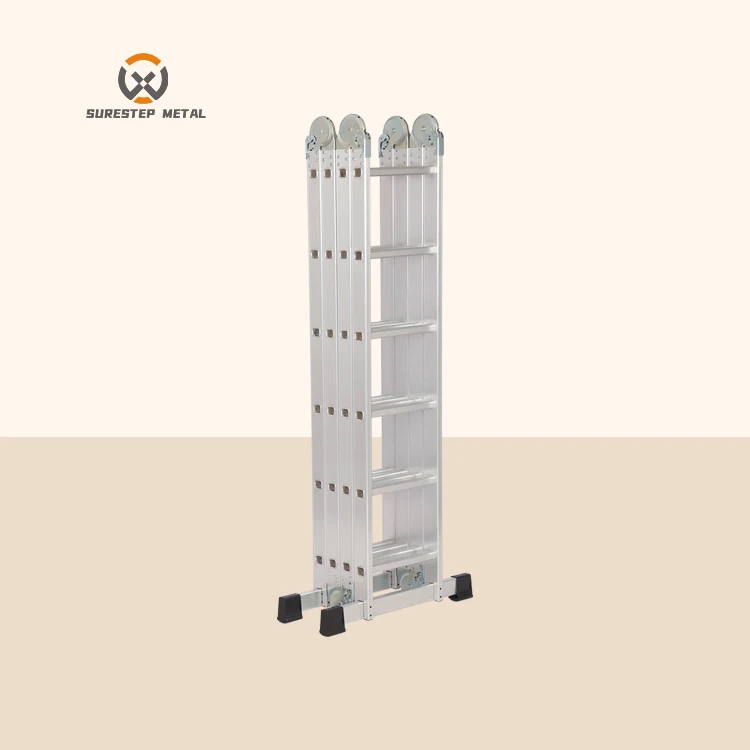 Surestep 4*4 & 16 Steps Lightweight Folding Multi-Function Aluminum Joint Stairs & Ladder With Safety Platform