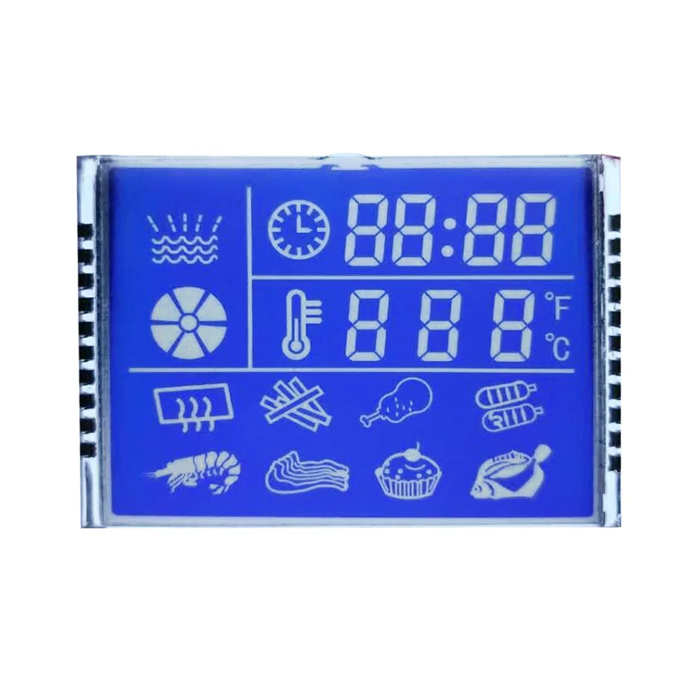 Custom White background black letter positive monochrome 7 segment LCD module screen