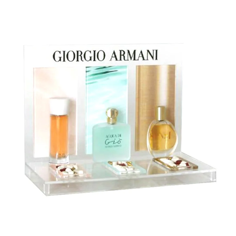 Factory Customized LED light color mixing HD advertising picture video advertising play acrylic perfume display shelf