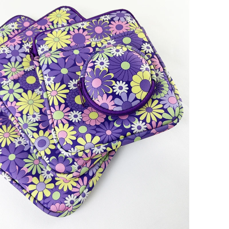 Colorful inside Neoprene Book Sleeve Zipper Soft Protective Laptop iPad Case Lipstick Keychain