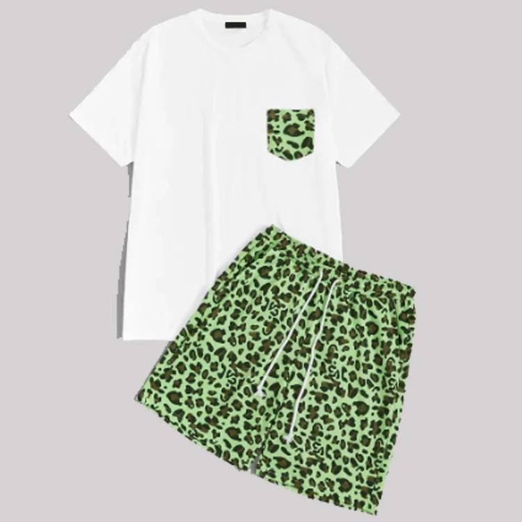 
Hot Sale 100%Cotton Manufacture Custom Man T-shirt and Slim Fit Shorts Eco-friendly Breathable Man Set 