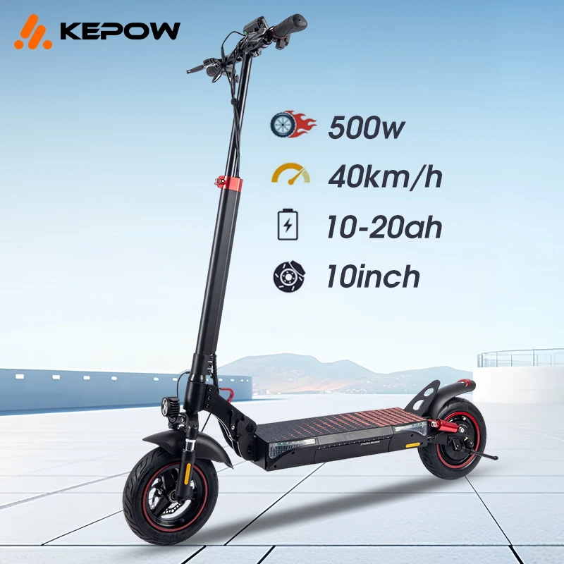 2024 KEPOW китайский склад T4 одномоторный 10-дюймовый 500 Вт 48 В 2-колесный складной электрический скутер
