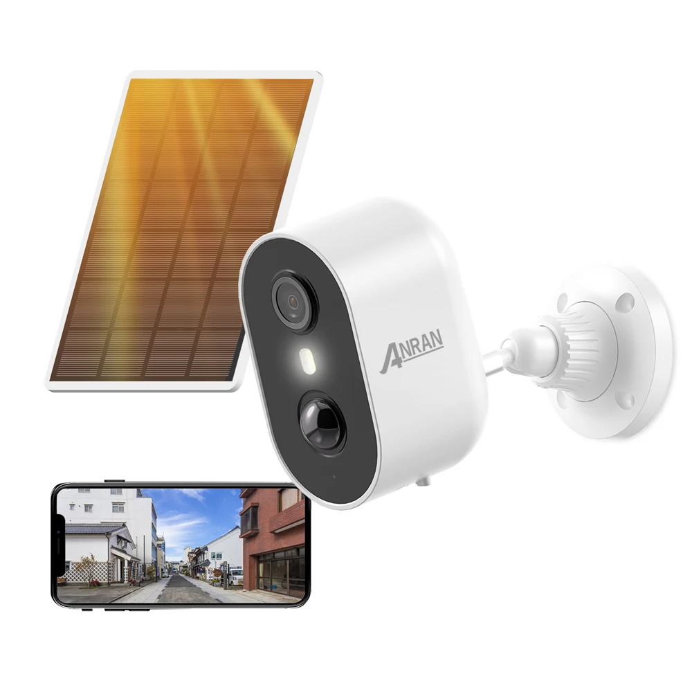ANRAN 3MP Home Smart Battery Remote Access Control Free APP Solar Panel Wireless Wifi Camera Security