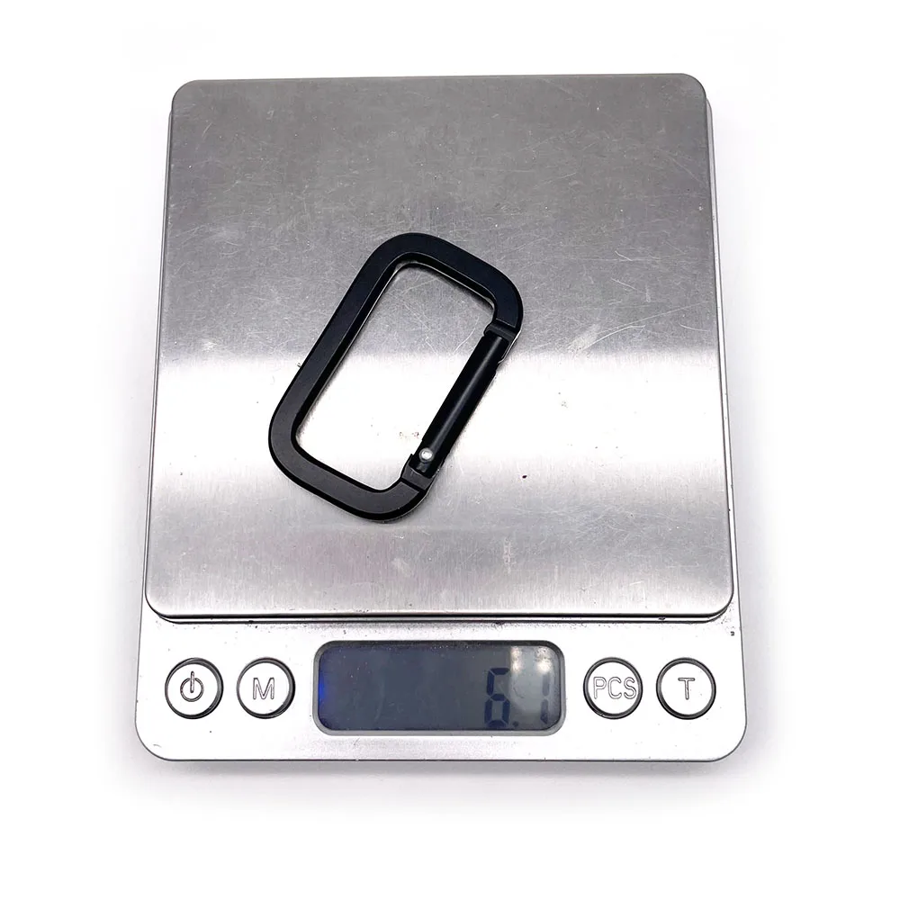 BT-A19 2 Inch Carabiner Black Sliver Rectangle Square Shaped Small Unique Aluminum Hooks Rectangular Carabiner Snap Hook Keychai