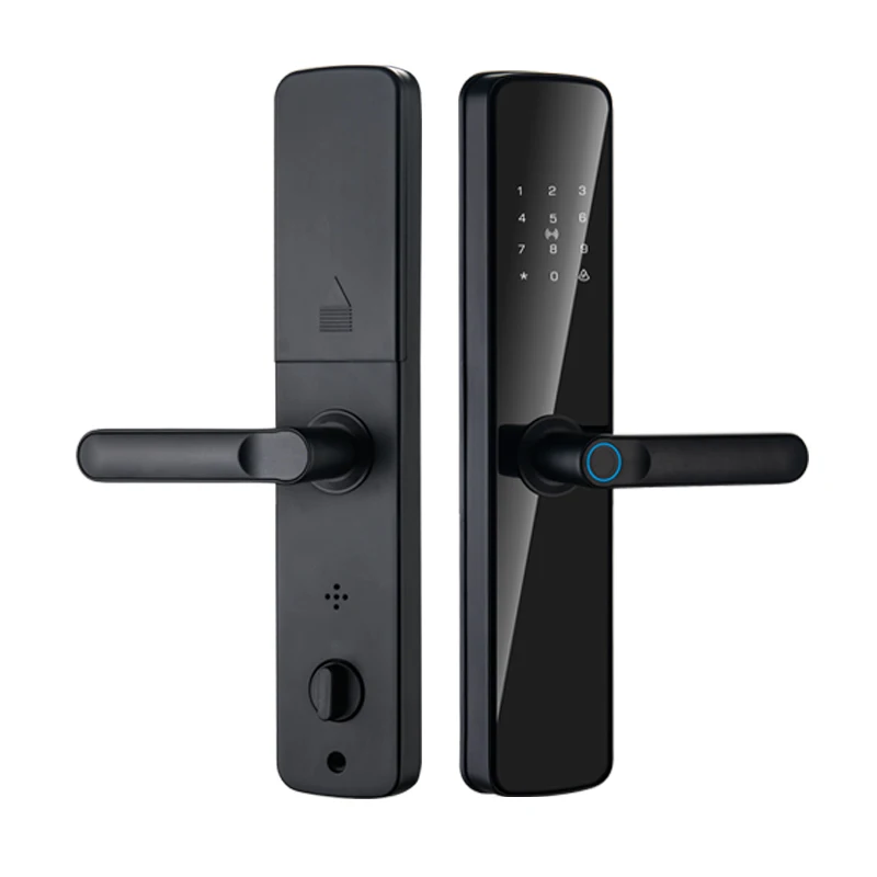 Metal Door Handle Biometric Fingerprint Digital 6068 Mortise Smart Wifi Tuya App Electronic Security Code Password Lock