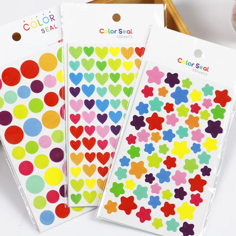 6pcs/set Custom Kawaii Diary Heart Star Dot Shaped Happy Planner Stickers sticky Notes stationery Decorative Products Memo Pad