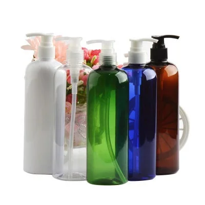 
cosmetic plastic 500ml grey green amber blue white shower gel lotion bottle plastic bottle with pump dispenser shampoo bottle 