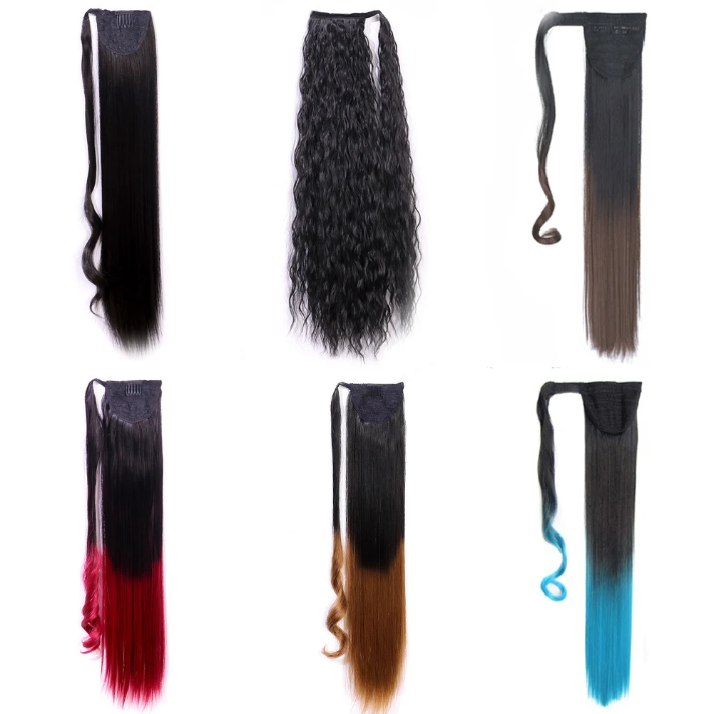 
Synthetic ponytail in various colors Hair extension around Ponytail wrapped around horsetail Straight/wavy/curly Natural/ombre 