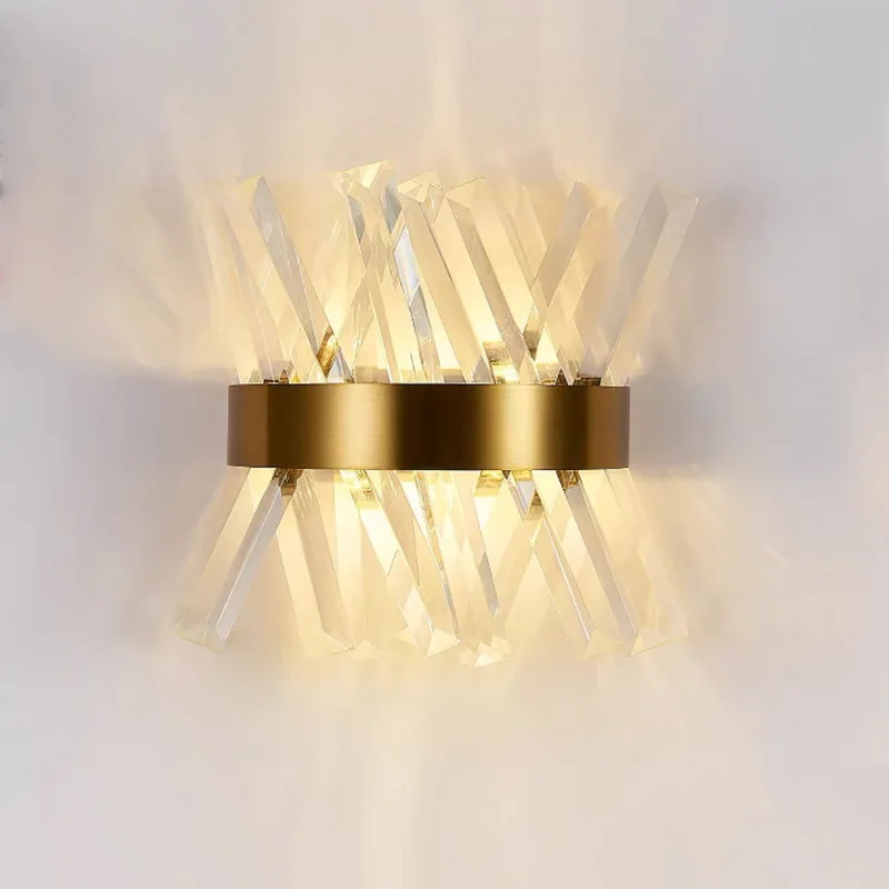 Light luxury postmodern minimalist crystal LED wall lamp. LED wall lights in the living room, bedroom, hallway, corridor, hotel