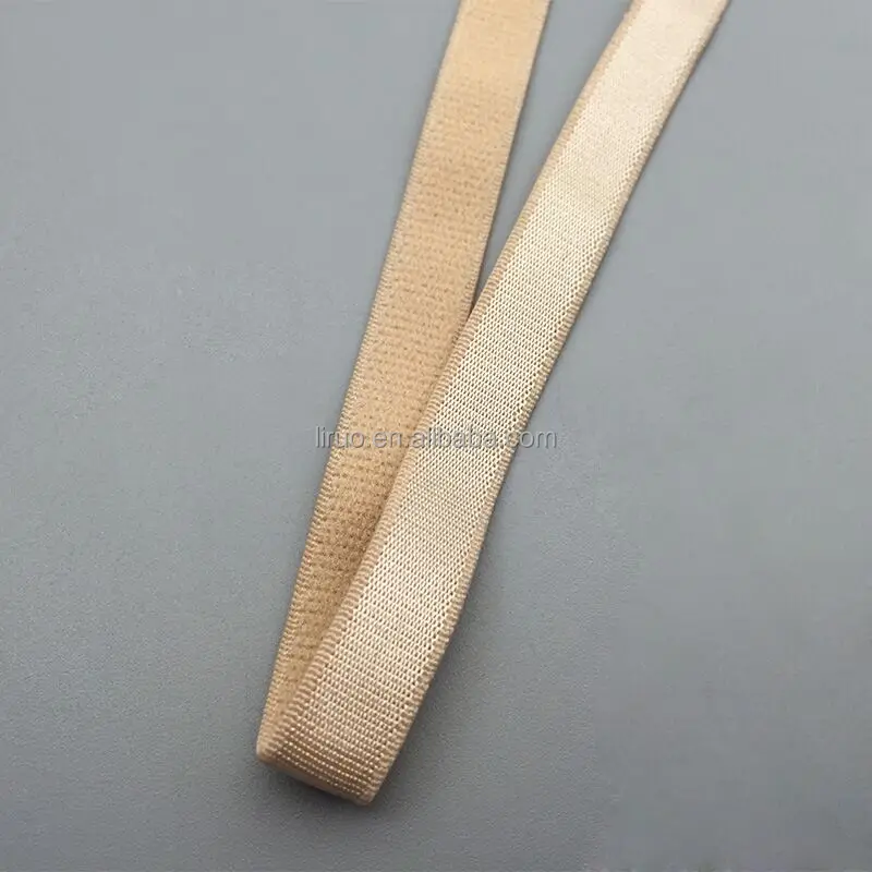 Muti-colored 15mm plush satin nylon elastic for bra