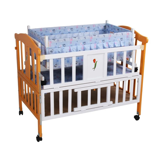 Детская кроватка, кроватка белого цвета, многофункциональная деревянная детская кроватка, качающаяся кроватка