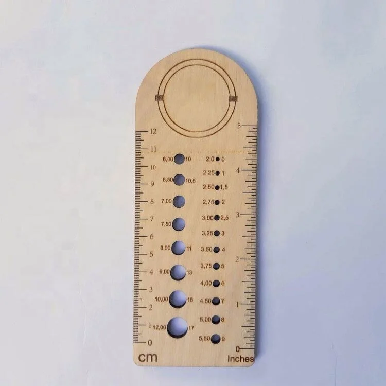 Wooden Knitting Gauge Ruler Wood