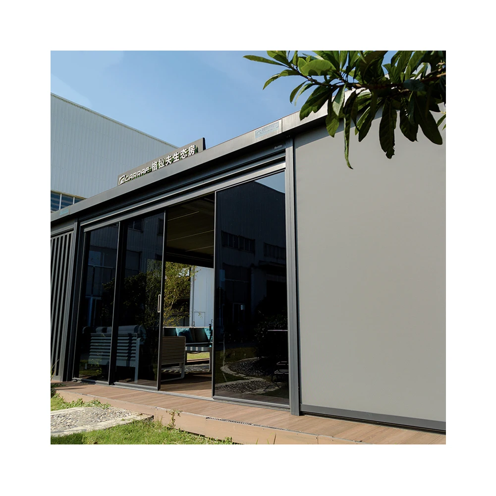 Motorized Bioclimatic Outdoor Garden Louvered Roof Gazebo Waterproof Aluminum Pergola gazebo with glass