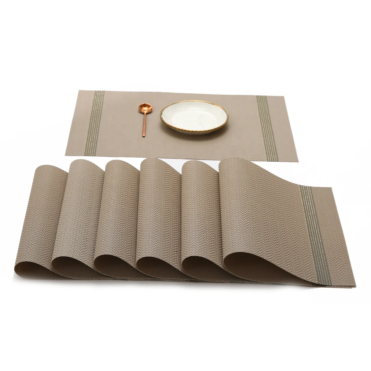 eco-friendly rectangle kitchen pvc leather table placemat