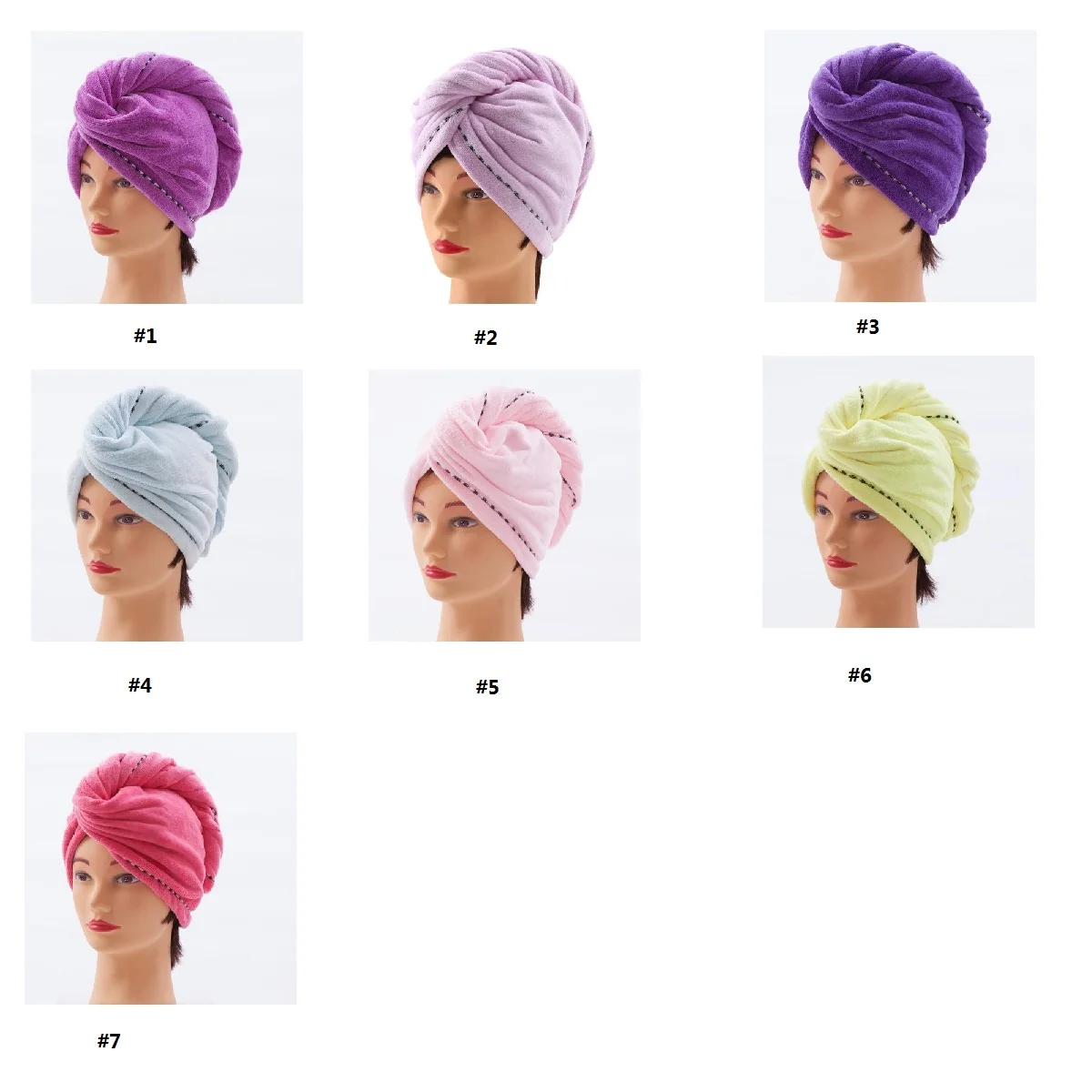 Многоцветная банная обертка для сушки головной убор полотенце для сухих волос из микрофибры