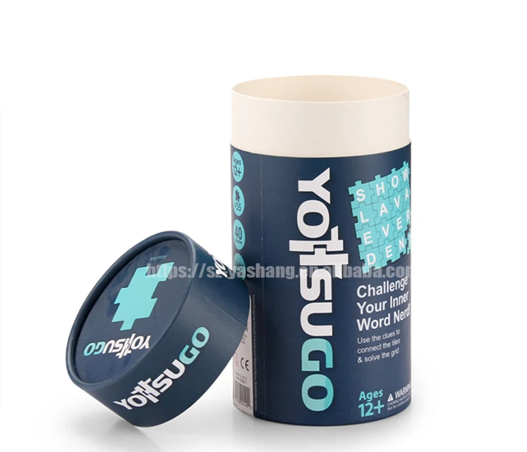 Blue printing rolled edge cylinder round box for toy packaging customized round carton tube