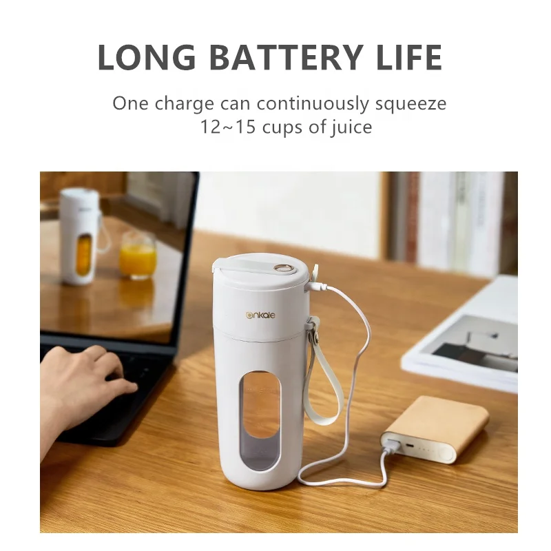 2024 New Arrival Portable Juicer Battery Powered Fruit Juicer Usb Charging 400ml Capacity Blender
