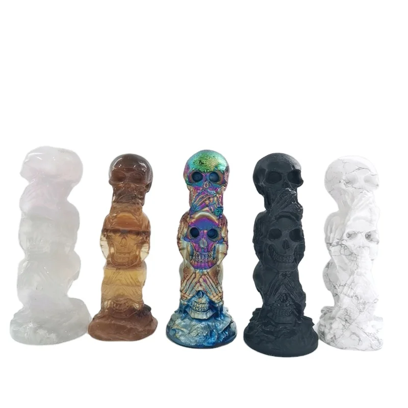 
New Product Natural Hot Sale Hand Crafted Various materials Skulls Carved As Gifts LSY 