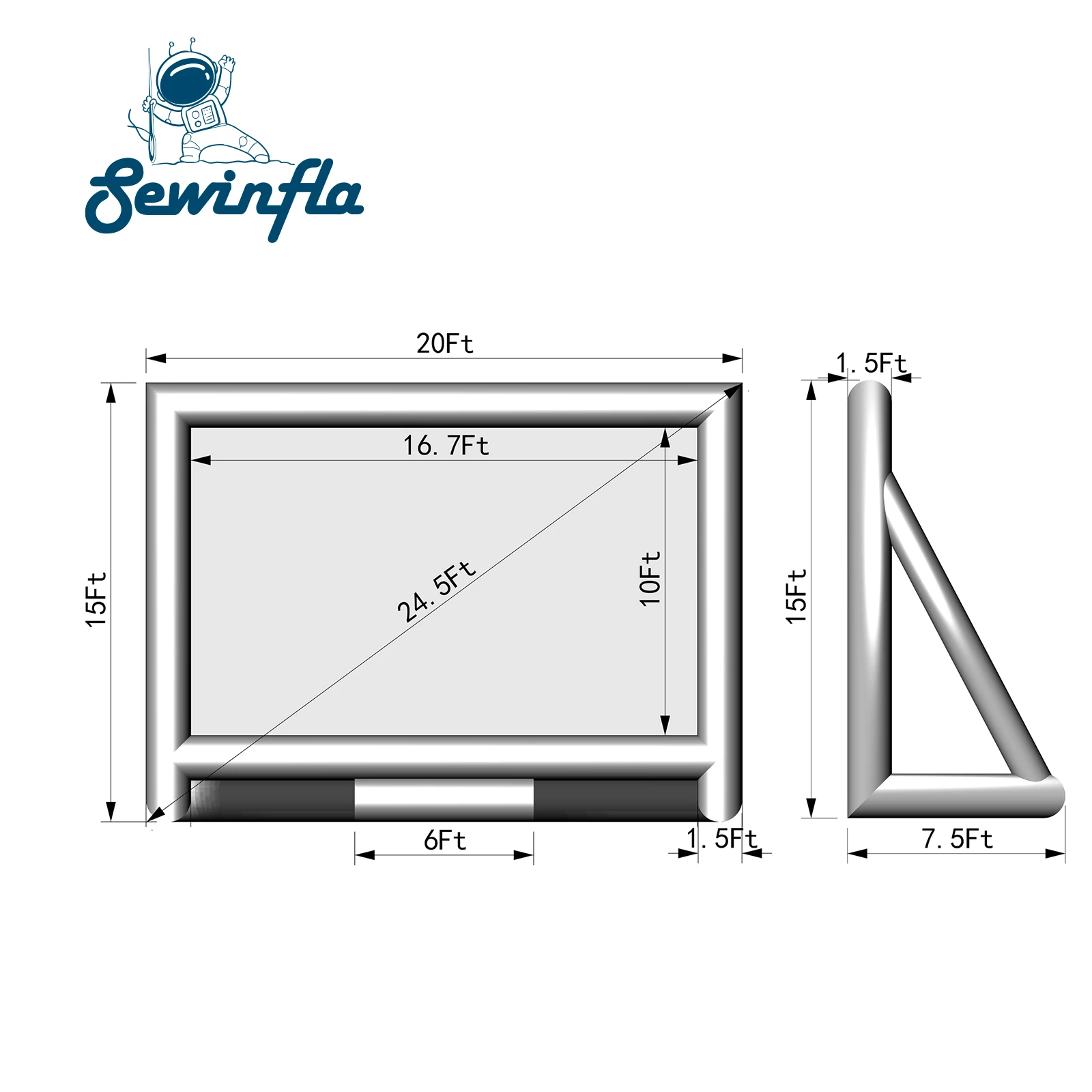 Sewinfla Hot sale 24Ft Inflatable TV Blow Up Out Door Projector Inflatable Movie Cinema Screen
