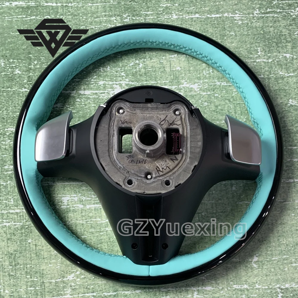 Customized Peach Wood Piano Black And Blue Leather Steering Wheel Suitable For Mercedes Benz Maybach 223Y W223 W221 W222 W218