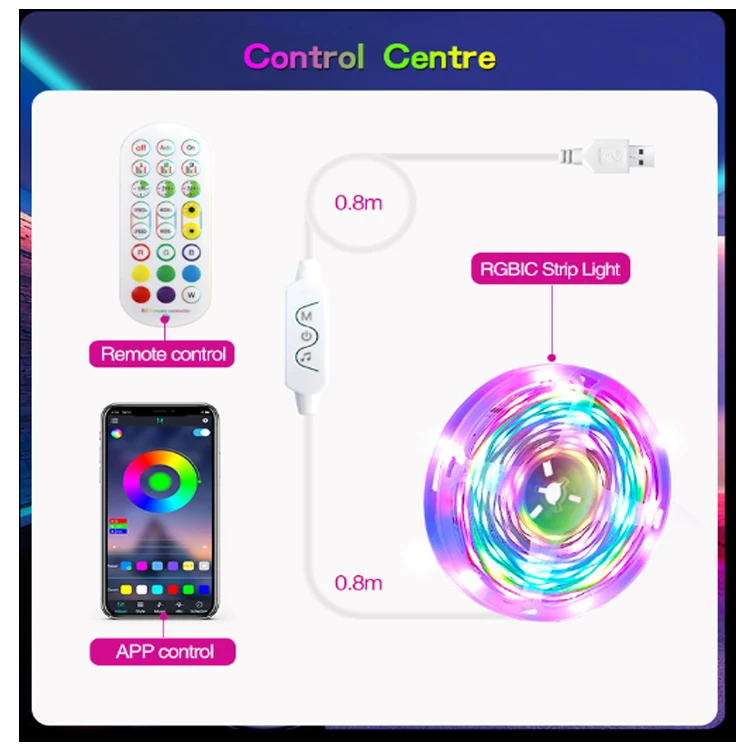 Fashion Smart Wifi Bluetooth LED Light Strip12V 24V 5M 10M RGB Outdoor Flexible 5050 SMD RGB LED Strip Lights