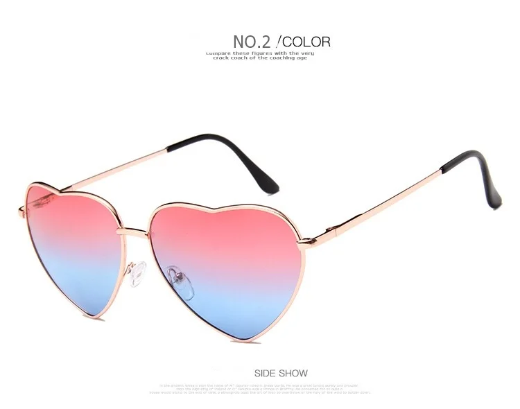 Wholesale heart shape sun glasses metal frame ladies eyewear