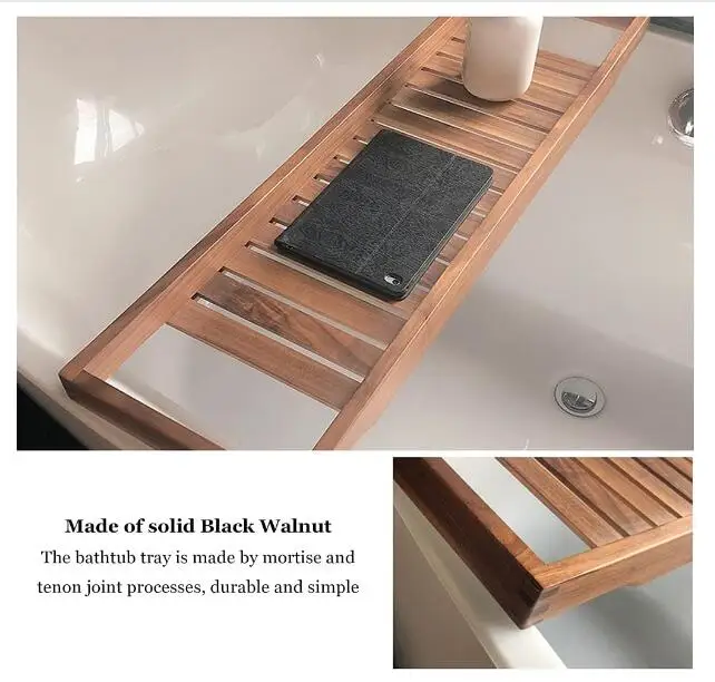 Wooden Bathtub Trays bath tray Caddy Long Slatted Bathtub Versatile Shelf Holder
