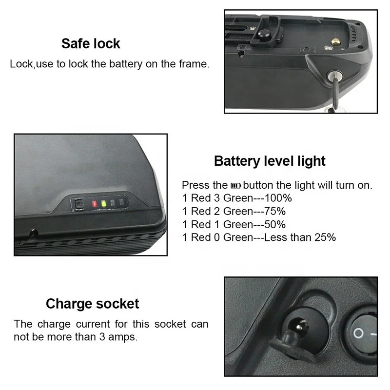 
rechargeable down tube 36v 10ah li ion electric bicycle 36 volt 15ah ebike lithium battery pack 